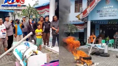 Kades Helvetia Terbitkan Surat Tanah di Objek Sama, Warga Geruduk Kantor Desa dan Bakar Ban