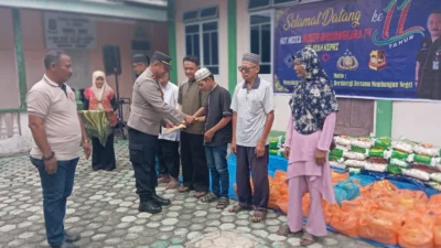 Sambut HUT ke-11, Media Buser Bhayangkara 74 Salurkan 81 Paket Sembako dan Santunan di Kundur Utara