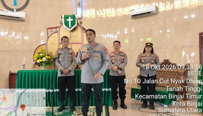 Minggu Kasih di Gereja HKBP Binjai, Kapolres Pastikan Jemaat Beribadah dengan Aman